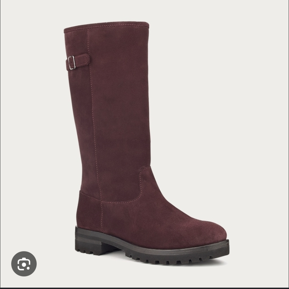 Bally Tall Suede shearling Boots Maroon Apres Ski Designer 36 5.5 / 6 Lug Soles